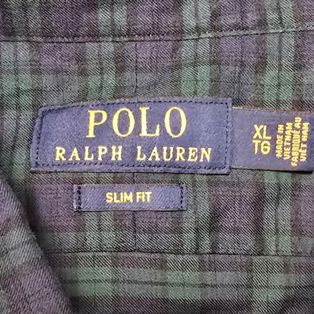 Polo Ralph Lauren Mens XL Slim Fit Black Watch Plaid Navy Blue Green Shirt NWT - Picture 4 of 7
